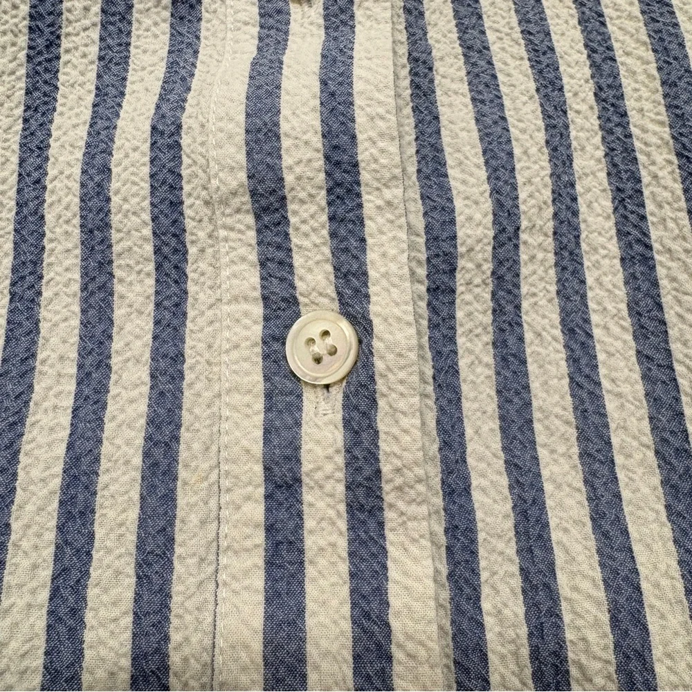 🌟VERONICA BEARD🌟 JEANS CALISTO STRIPED SEERSUCKER BLOUSE BLUE / WHITE M - Picture 6 of 10